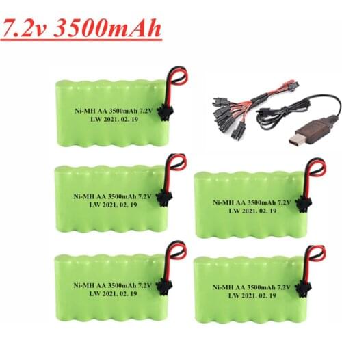 7.2v 3500mah Ni-MH rechargeable battery For Rc Toys Cars Tanks Robots Guns Boats upgrade 7.2 V 3000 MAH SM plug with charger