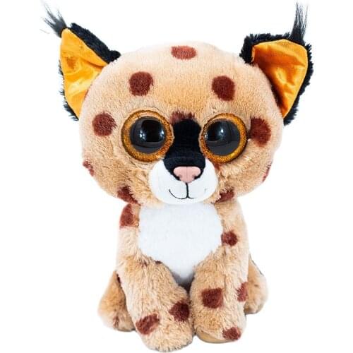New Ty Big Eyes Beanie Big Eyes 6" 15 CM Brown Leopard Healing Plush Toys Stuffed Animal Doll Birthday Presents for Children Kid