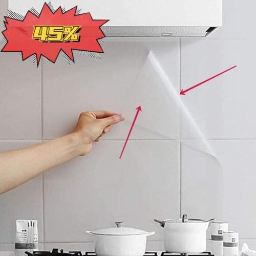 Practical Kitchen Transparent High Temperature and Oil Proof Wall Sticker Self Adhesive Film Covering Removable Protective Film