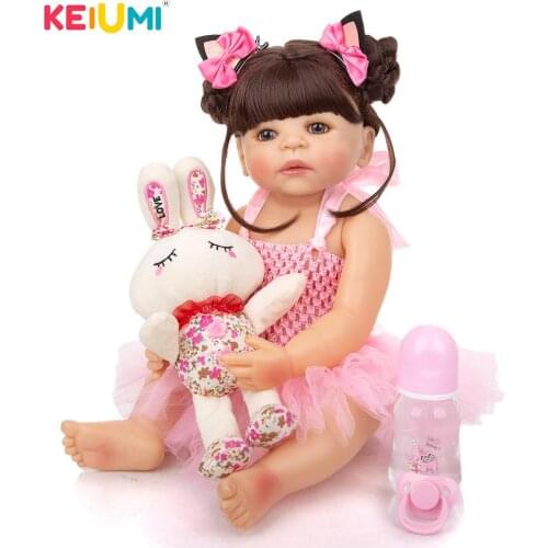 KEIUMI 22" 55cm Reborn Bebe Boneca menina Lovely Full Body Silicone Baby Doll For Child Birthday Xmas Surprise