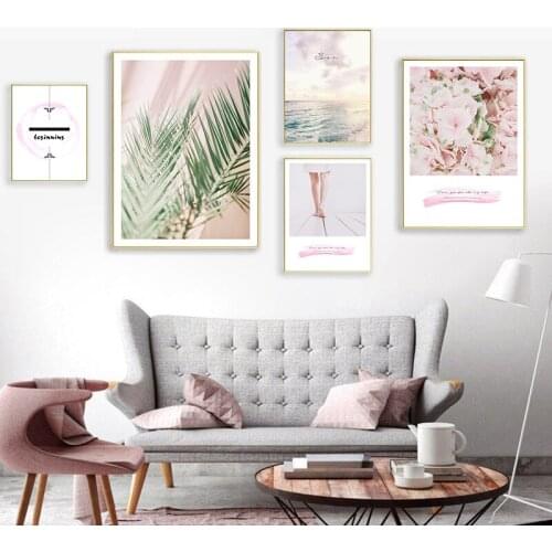 Scandinavian Style Flower Leaf Sea Character Nordic Poster Landscape Wall Art Canvas Prints Painting Pictures Home Decor
