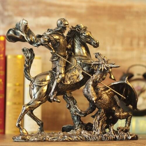 Western Art Sculpture Greek knight dragon armor model Roman armor warrior creative bar decoration home decoration crafts