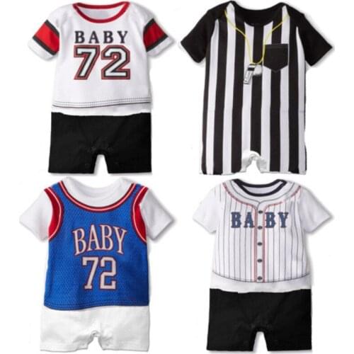 Toddler Boys Sport One Piece Jumpsuit Short Sleeve Summer Clothes Number 72 printed Sports Baby Boy Onesies Romper Playsuits