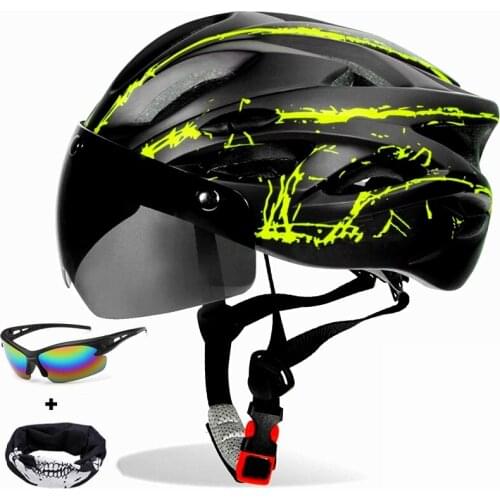 Stylish Black Goggles Bicycle Helmet Ultralight Pattern Bike Helmet Riding Mountain Road Bike Integrally Molded Cycling Helmets