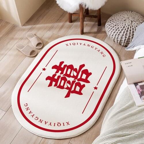 Chinese Style Thick Carpet For Bedroom Wedding Home Living Room Bedside Decor Rugs Long Strip Non-slip Floor Mat For Bathroom