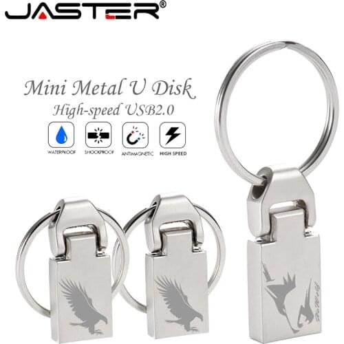 JASTER Mini Metal Creative Silver Pendrive USB 2.0 USB Memory Disk USB Flash Drive 4GB 8GB 16GB 32GB 64GB Custom Logo Gift