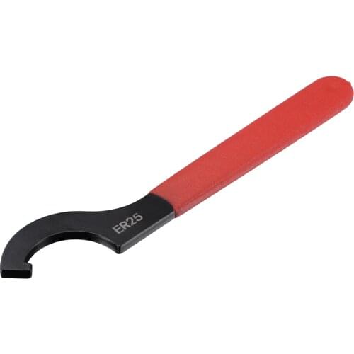 Uxcell C Hook Spanner Wrench for Lathe Clamping ER25 Collet Chuck Nut with Red Non-slip Handle