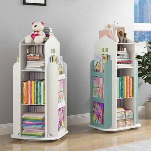 Rotating bookcase to save space childrens floor-to-ceiling drawing book rack simple household student baby simple shelfLX110417