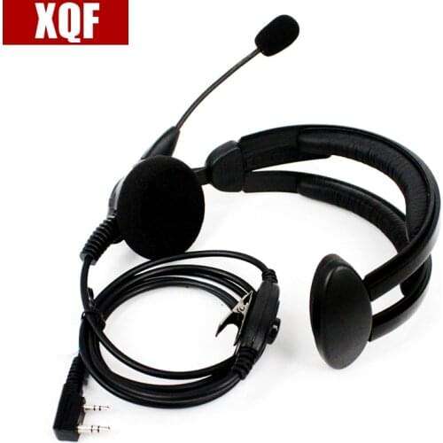 XQF 10PCS New Black 2 Pin Headphone Headsets with Swivel Boom Mic for Kenwood Baofeng UV-5R Two Way Radio