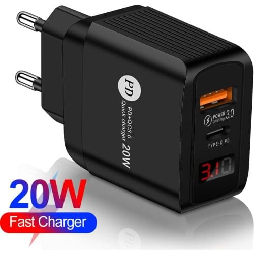 Cargador USB de carga rápida PD para iPhone 12 pro max Xiaomi Samsung, adaptador Universal de carga rápida 3,0