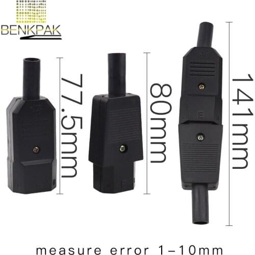 1set New DIY 10A 250V Black IEC C13 C14 female male Plug Rewirable Power Connector 3 pin AC Socket