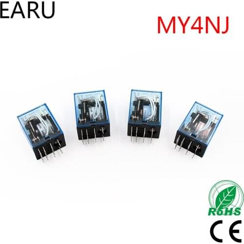 1Pc MY4NJ Electronic Micro Mini Electromagnetic Relay 5A 14PIN Coil 4DPDT DC12V 24V AC110V 220V Green LED Indicator Relay Switch