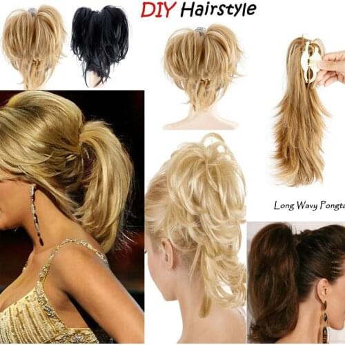 1pcs Messy Bun Ponytail Hair Extension Synthetic Adjustable & Customizable Updo with Clip on Claw Attach In Ponytail