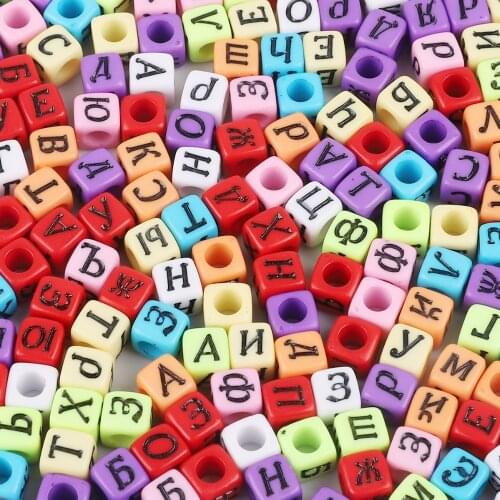 100Pcs 6x6mm Letter Beads Random Mixed Cubic Number Acrylic Beads Alphabet Beads Faceted Beads For Bracelet Necklace Accessories