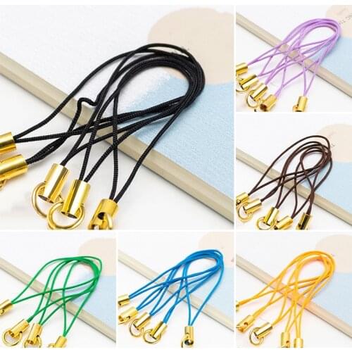 100Pcs DIY Mobile Case Strap Lariat Lanyard Gold Lobster Clasp Cell Phone Cord Hang Rope Key Chain Finding Connector Ring