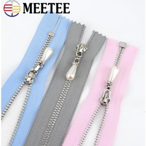 4pcs 3# Metal Zippers for Sewing 15/18/20/25/30cm Close 40/50/60/70cm Open-End Pearl Puller Zips Clothing Decor DIY Crafts Tools