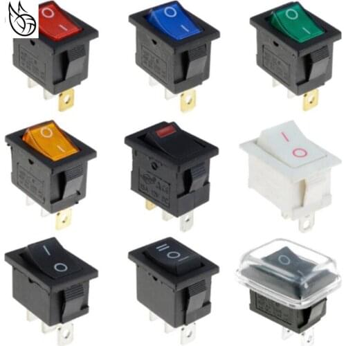 5PCS 21*15mm On-Off Boat Car Rocker Switch 6A/10A 250V/125V AC Red Yellow Green Blue Button Best Price KCD1