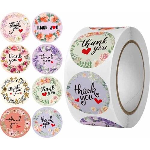 500pcs 2.5cm Thank You Flower Stickers Round Seal Label Stationery Stickers Birthday Party Decoration Handmade Gifts