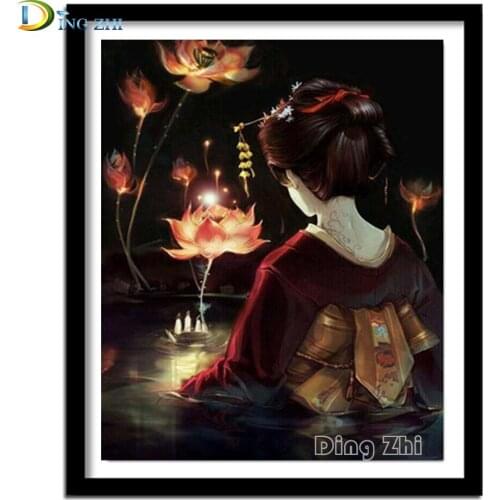 "Japanese Geisha" 5D Diamond Painting Oriental Girl Full Square/Round Diamond Embroidery Cross Stitch Semi-Finished Products Kit