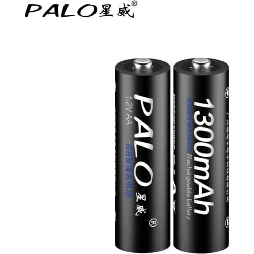 PALO Original 2pcs 1.2V NI-MH AA 2A 1300mAh Battery Rechargeable Batteries 2A Pre-charged Bateria For camera toys