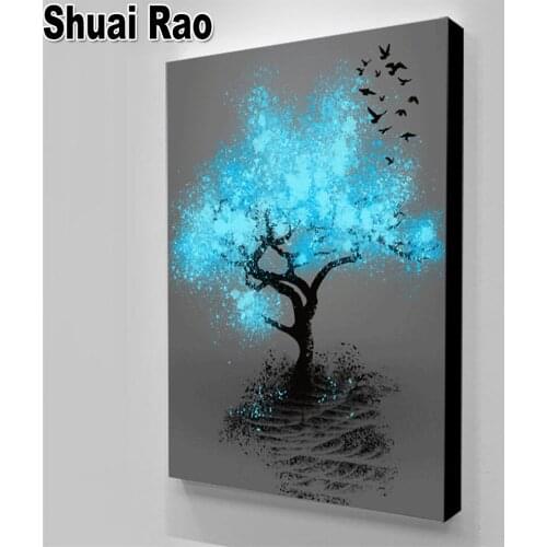 Diy diamond painting"Tree Blue Leaves" 3d Picture Of rhinestone mosaic Diamond cross stitch embroidery kits full square round