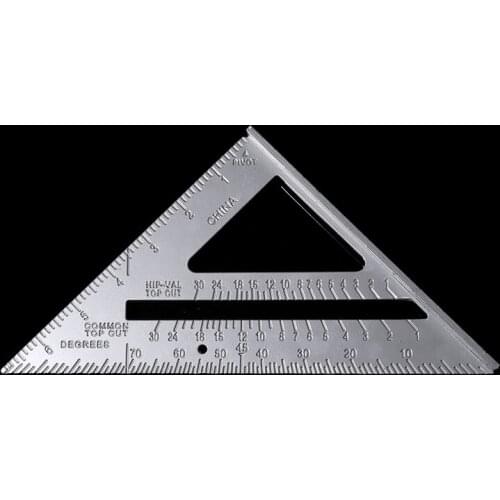 7" Aluminum Triangle Ruler Angle Protractor Woodworking Miter Speed Square Measuring Ruler For Building Measuring Carpenter Tool