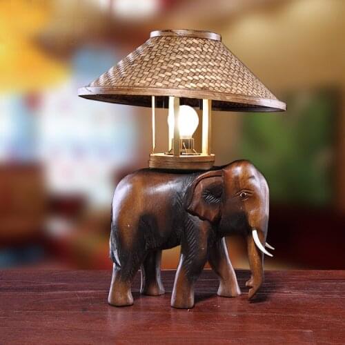 Asia wooden decoration lamp head of a bed bedroom Thai hotel personality to restore ancient ways the elephant lamp