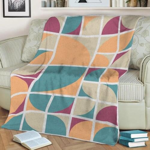 Abstract Geometric Pattern 3D Printed Velvet Plush Throw Fleece Blanket Bedspread Sherpa Blanket Home Decora