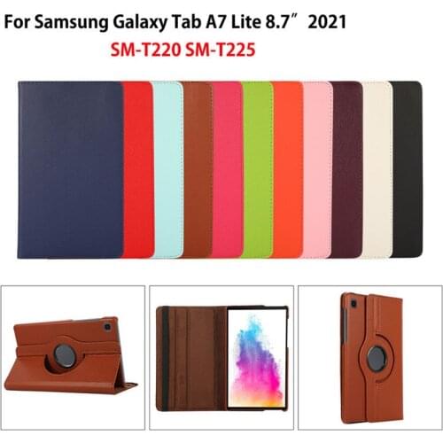 Case For Samsung Galaxy Tab A7 Lite 8.7 2021 SM-T220 SM-T225 T220 T225 Cover 360 Degree Rotating Leather Stand Protective Shell