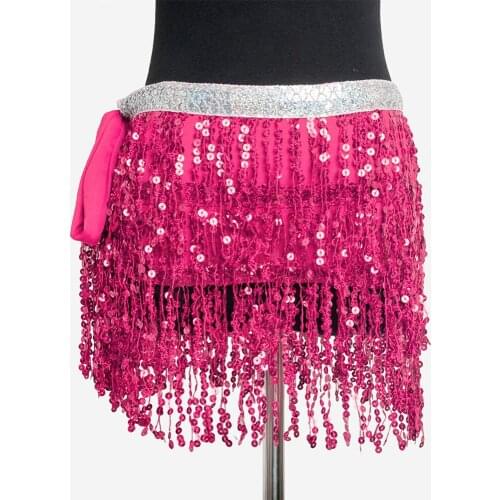 Womens shiny bling sequin Belly Dance Hip Scarf with tassel belly dancing belt Festival Performance Outfits dance Skirt Clothes