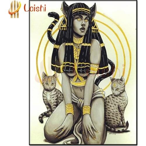 Egyptian cat And Cleopatra diamond embroidery full round square drill rhinestone diy diamond painting cross stitch mosaic Queen