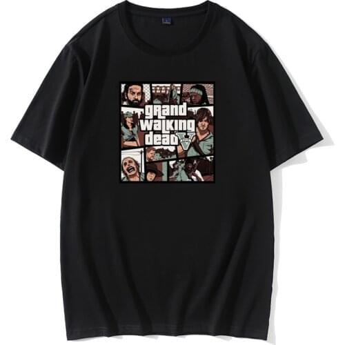 Grand Walking Dead The Walking Dead TWD Men T Shirts Funny Tee Shirt Fitness Crew Neck T-Shirt Premium Cotton Printed Tees