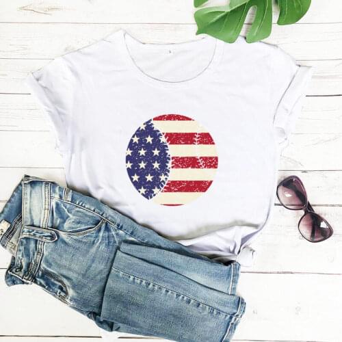 Baseball Flag Shirt New Arrival 100%Cotton Summer Funny T Shirt Womens 4th of July Shirt Flag Shirts Fourth of July Shirts