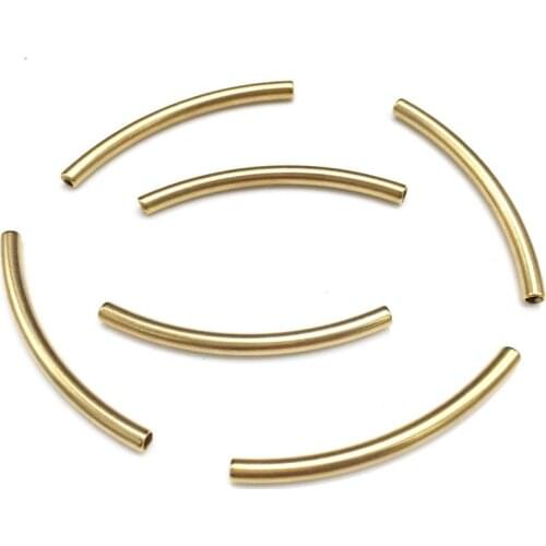 Hot Gold plated Wholesale Smooth stainless steel Curved Tube Connector Charm Beads 10pcs/lot for Jewelry Making Bracelets
