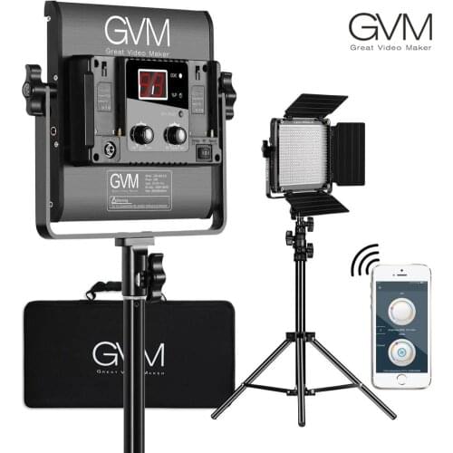 GVM Photography Video Studio Lighting GVM-480LS with WiFi Remote APP Control Fold Tripod Stand Bi-Color 480 LED Light Panel Kit