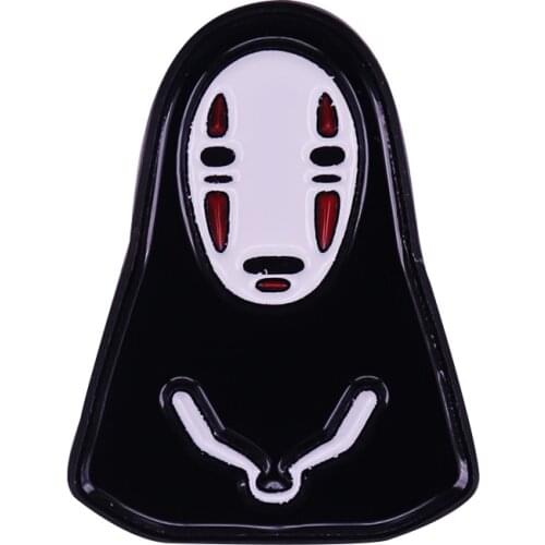 Classic Cartoon Kaonashi No Face Lonely Spirit Enamel Brooch Pins Badge Lapel Pin Alloy Metal Fashion Jewelry Accessories Gifts