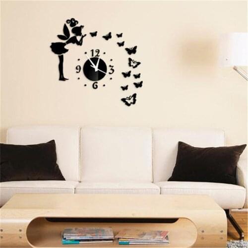 Creative wall clock DIY mirror clock decoration clock wall sticker Butterfly Wall Sticker DIY Wall clock hanging