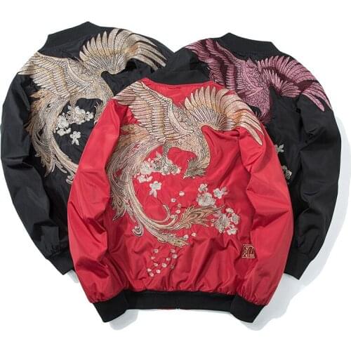 2021 new spring and autumn Mens Japanese Embroidered Bird Baseball Jacket Casual Loose Bomber Tops Fashion Coats