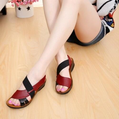 Summer Shoes Woman Sandals Soft Bottom Middle-Aged Sandals For Women Comfortable Mother Sandals Leather Large Size Womens Shoes