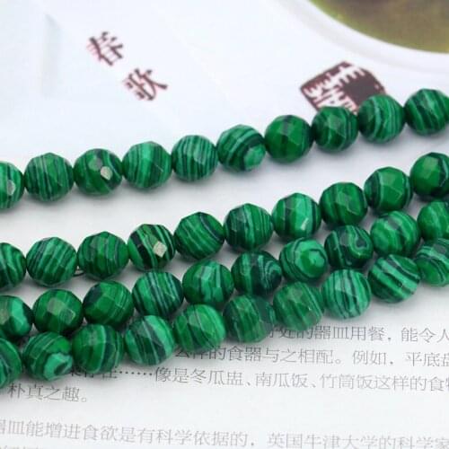 Hot!Green malachite faceted round shape 8mm loose beads 15inches 2 piece/lot DIY stone suitable for women jewelry making design