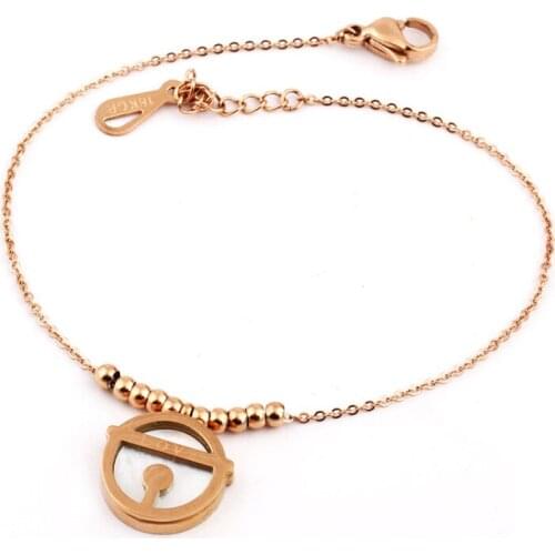 Hot Sales girl femme titanium steel Bangles Bracelets Fashion simplicity Love Charm Plating Rose Gold Shell pulseras For Womens