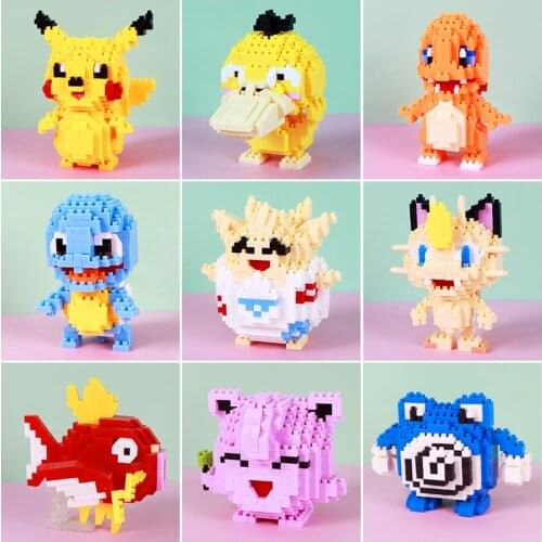 Pokemon Pikachu Mini Building Diamond Blocks Figure Fun Model Charmander Squirtle Bulbasaur Toys Gift For Children