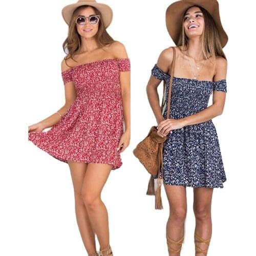 Fashion Women Dress 2021 Short Floral Dress Sexy Off Shoulder Beach Mini Summer Dresses Casual Party Vestidos Boho Long Dresses