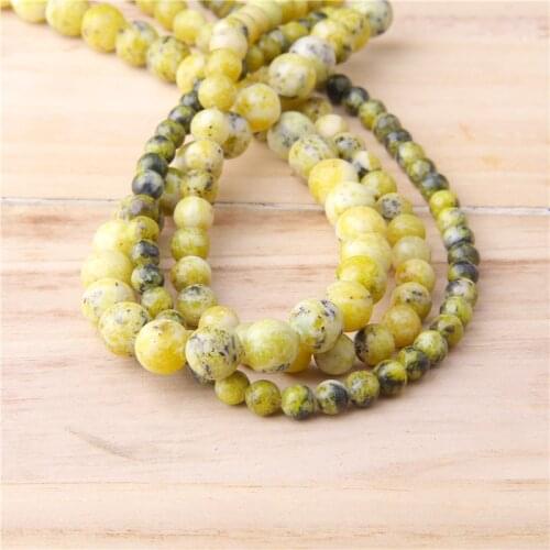 Natural Yellow Turquoises Round Bead 4-12 mm Gem Stone Jaspers Beads For DIY Craft Jewelry Making Bracelets Accessories 15"