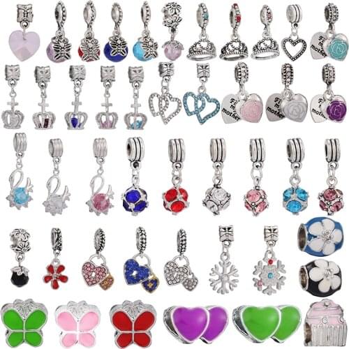 New silver-plated Painting Oil crown cCrystal Color Freehand Heart Charm bead Fit Original Pandora Bracelet DIY Jewelry Women 6C
