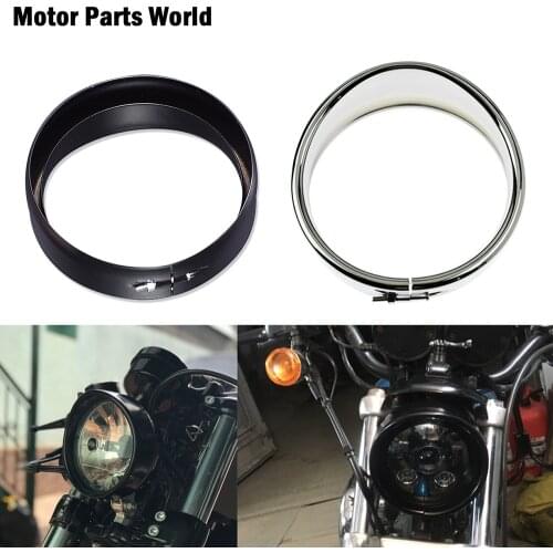 Motorcycle 5.75" Visor Headlight Lamp Bezel Trim Ring Cover For Harley Sportster XL883 883N XL1200 Dyna Softail FXLR FXST FXSTB