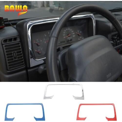 BAWA Gear Shift Control Panel Frame Cover Trim Navigation Control Panel Frame Stickers for Jeep Wrangler TJ 1997-2006