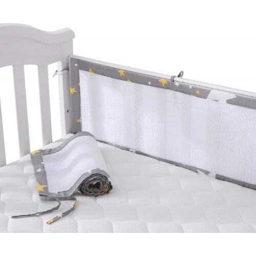 2Pcs/Set Breathable Summer Baby Bedding Bumper Collision Half Around Baby Bumper Crib Set Cotton Printing Mesh Safety Rails