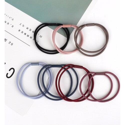 New 10PCS/Lot 5cm Women Basic Colorful Double Elastic Hair Bands Ponytail Holder Lady Rubber Bands Tie Gum For Hair Accessories