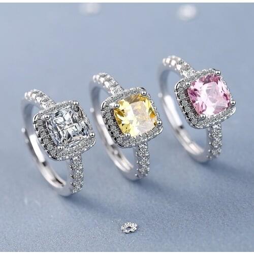 Luxury Exquisite Four Claw Zircon Ring Cocktail Party Ring Wedding Party Jewelry Girlfriend Birthday Gift Opening Ring